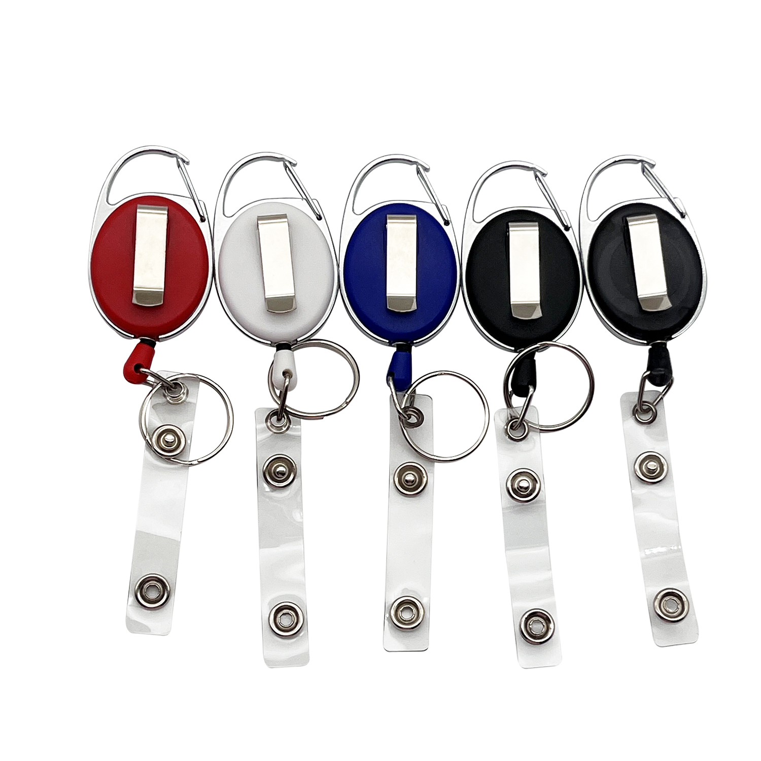 Heavy duty oval yoyo retractable customized 5 colors nurse badge reel easy-pull buckle ID card badge holder reels with belt clip